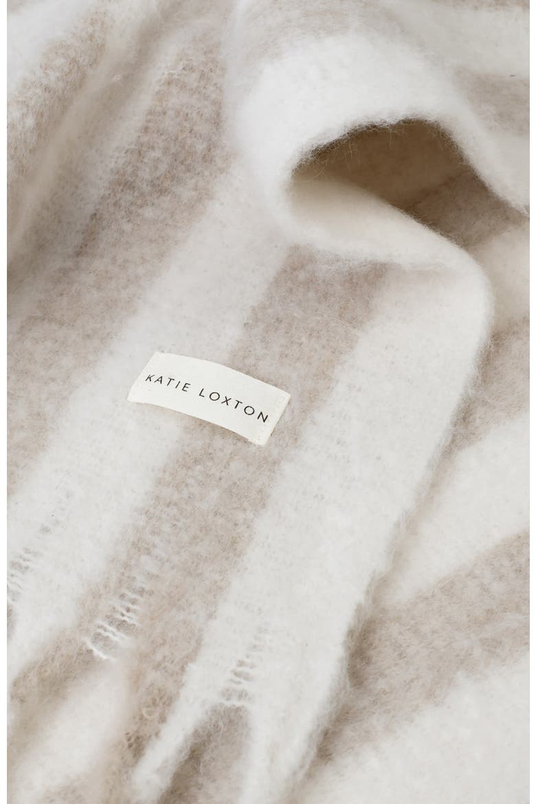 Recycled Checked Tassel Scarf, Alternate, color, Off White / Sand
