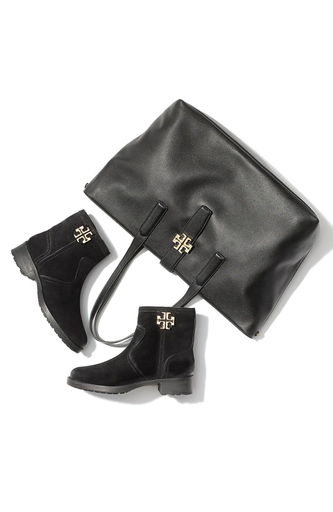 Tory Burch 'Plaque' Leather Tote, Alternate, color, 