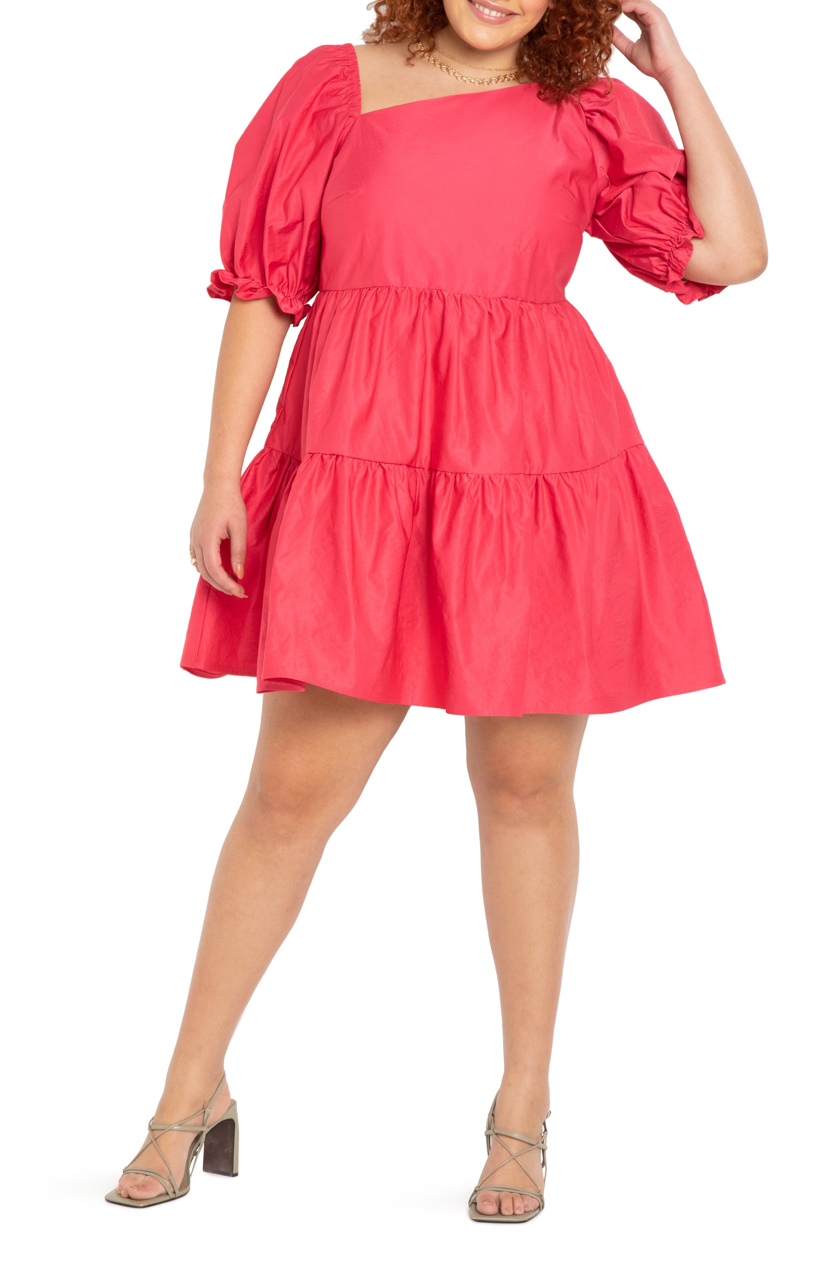 ELOQUII Asymmetric Neck Trapeze Dress (Women) | Nordstrom