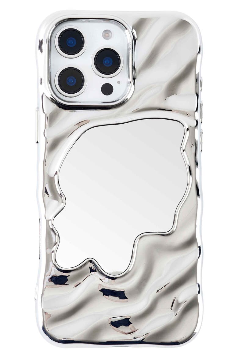 Flowy Mirror iPhone 16 Pro Max Case, Main, color, SILVER