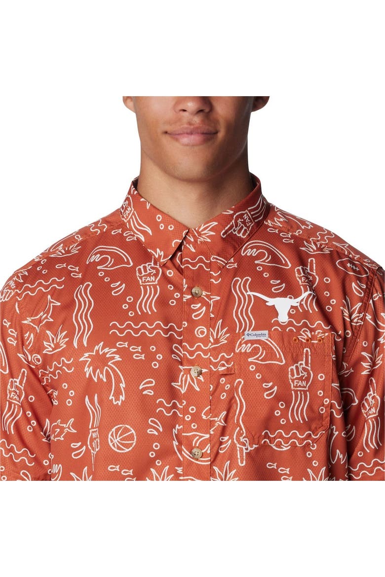 Men's Columbia Texas Orange Texas Longhorns Super Slack Tide Omni-Wick Button-Up Shirt, Alternate, color, Burnt Orange