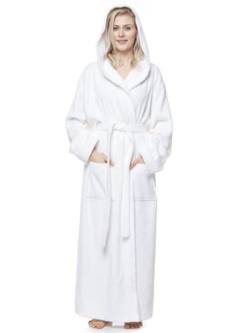 Pacifica Women's Cotton Full Length Hooded Bathrobe