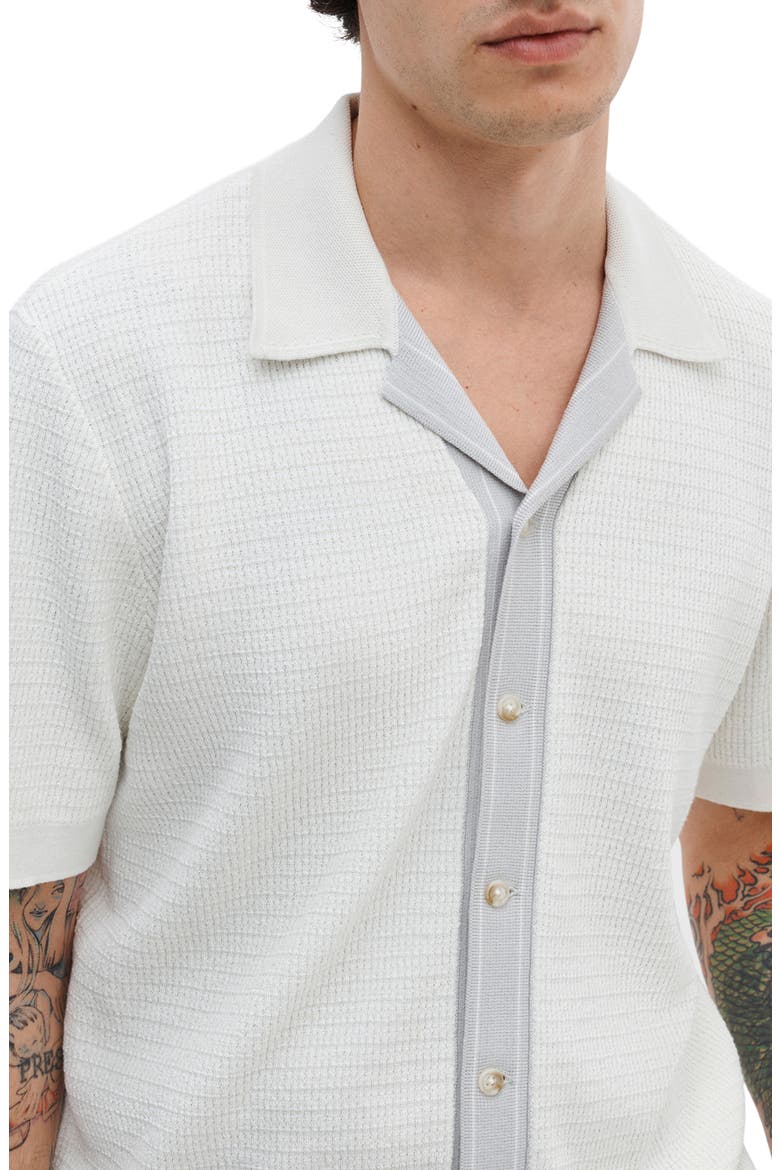 Harvey Block Stitch Camp Shirt, Alternate, color, CHALK