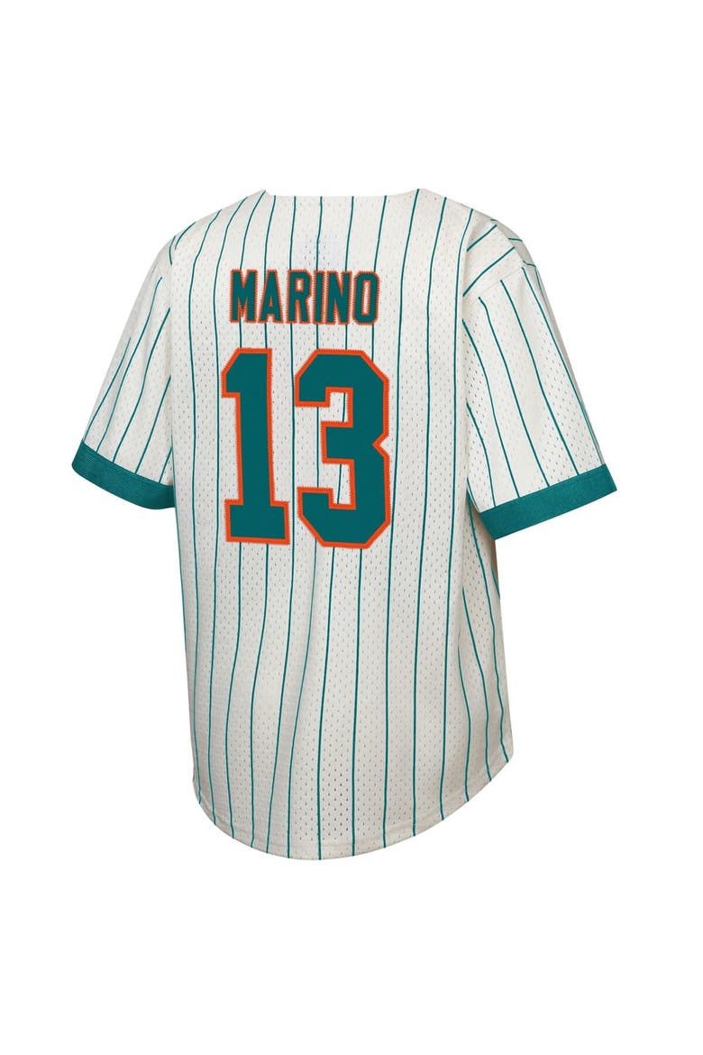 Youth Mitchell & Ness Dan Marino Cream Miami Dolphins Retired Player Name & Number Baseball Jersey, Alternate, color, Cream