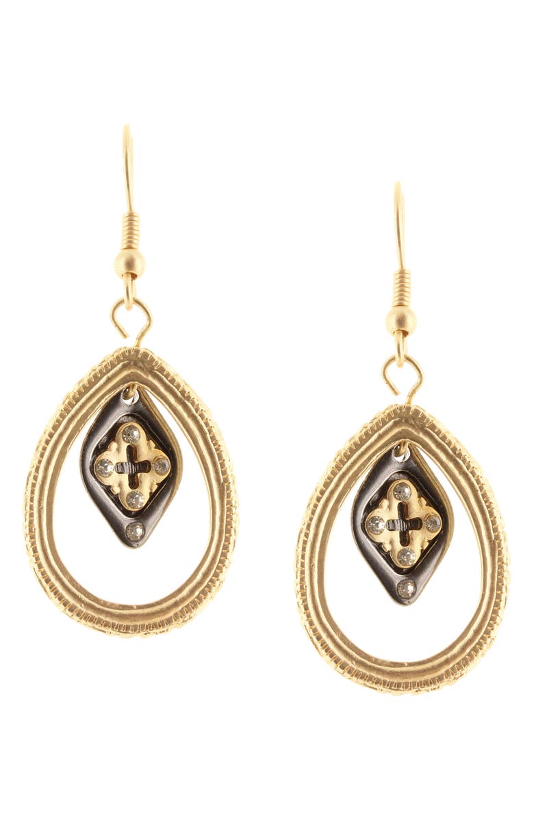 OLIVIA WELLES Leanna Cross Teardrop Earrings, Main, color, Matte Gold / Gunmetal