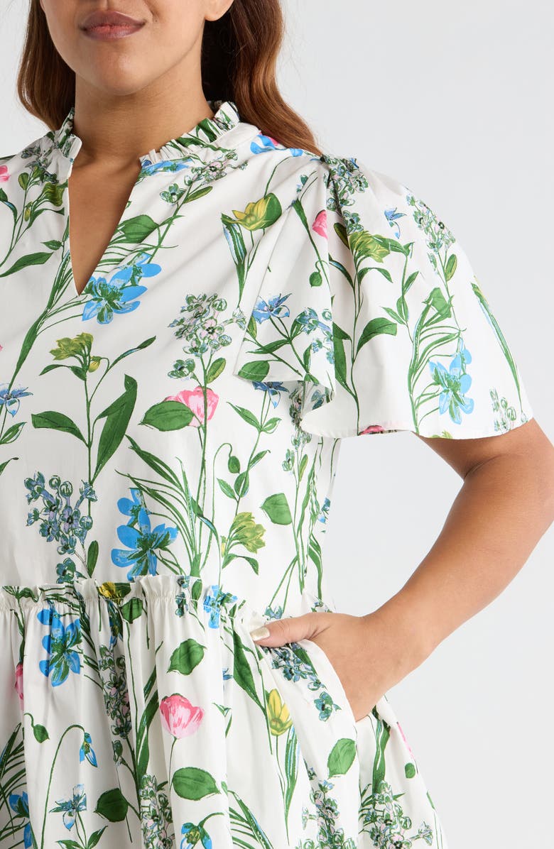 SUGARLIPS Clove Garden Floral Babydoll Dress, Alternate, color, White/Pink/Green