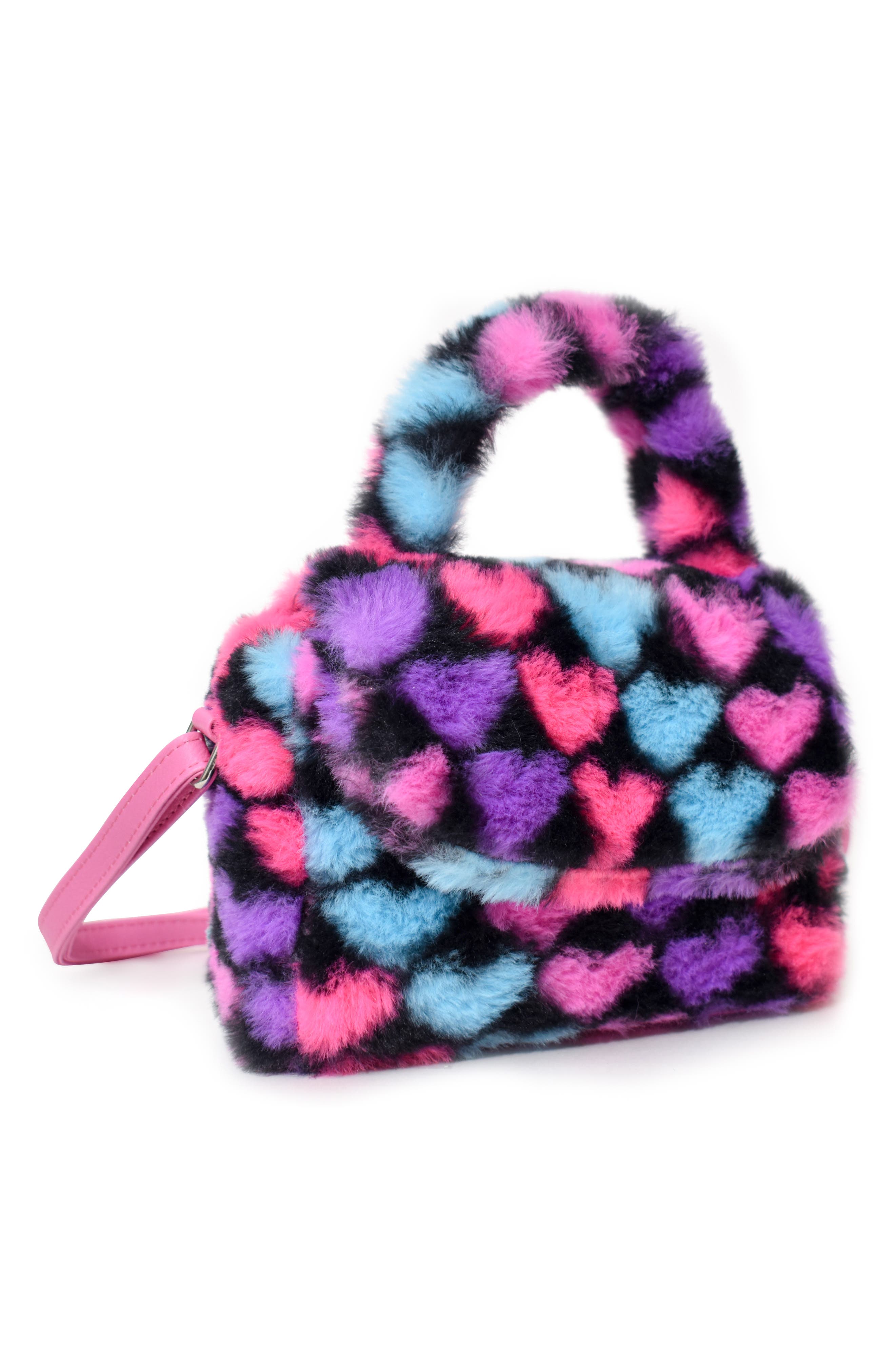 OMG Accessories Kids' Heart Faux Fur Crossbody Bag, Alternate, color, 
