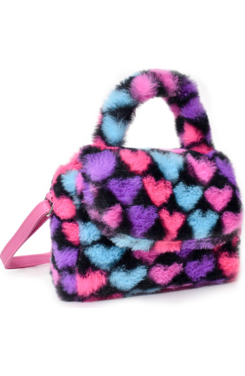 OMG Accessories Kids' Heart Faux Fur Crossbody Bag, Alternate, color,