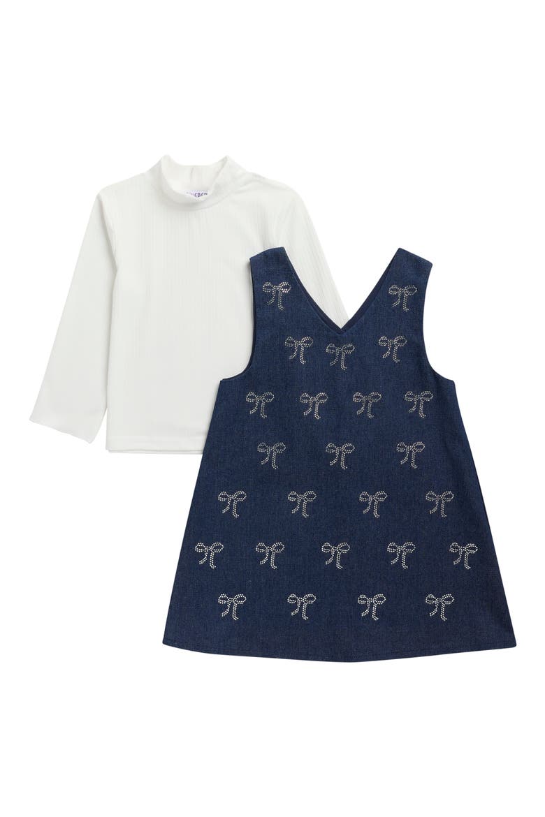 Kids' Bow Jumper Dress & Top Set, Main, color, NAVY