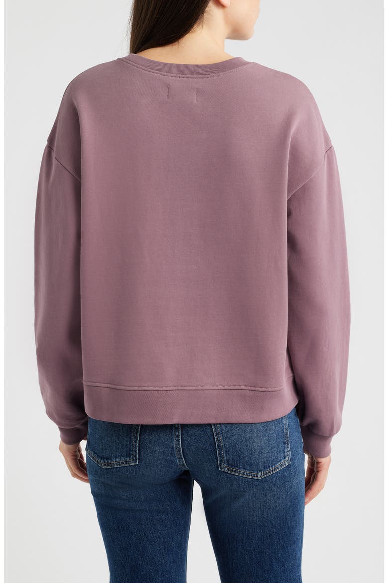 Embroidered Cotton French Terry Crewneck Sweatshirt, Alternate, color, BERRY