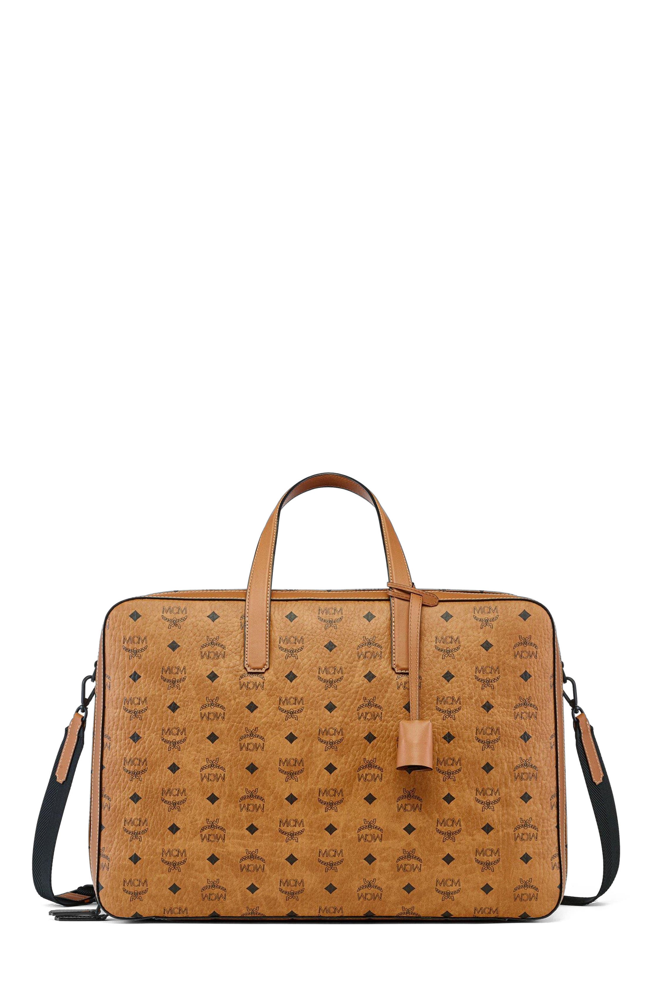 MCM Ottomar Garment Bag in Visetos, Main, color, Cognac