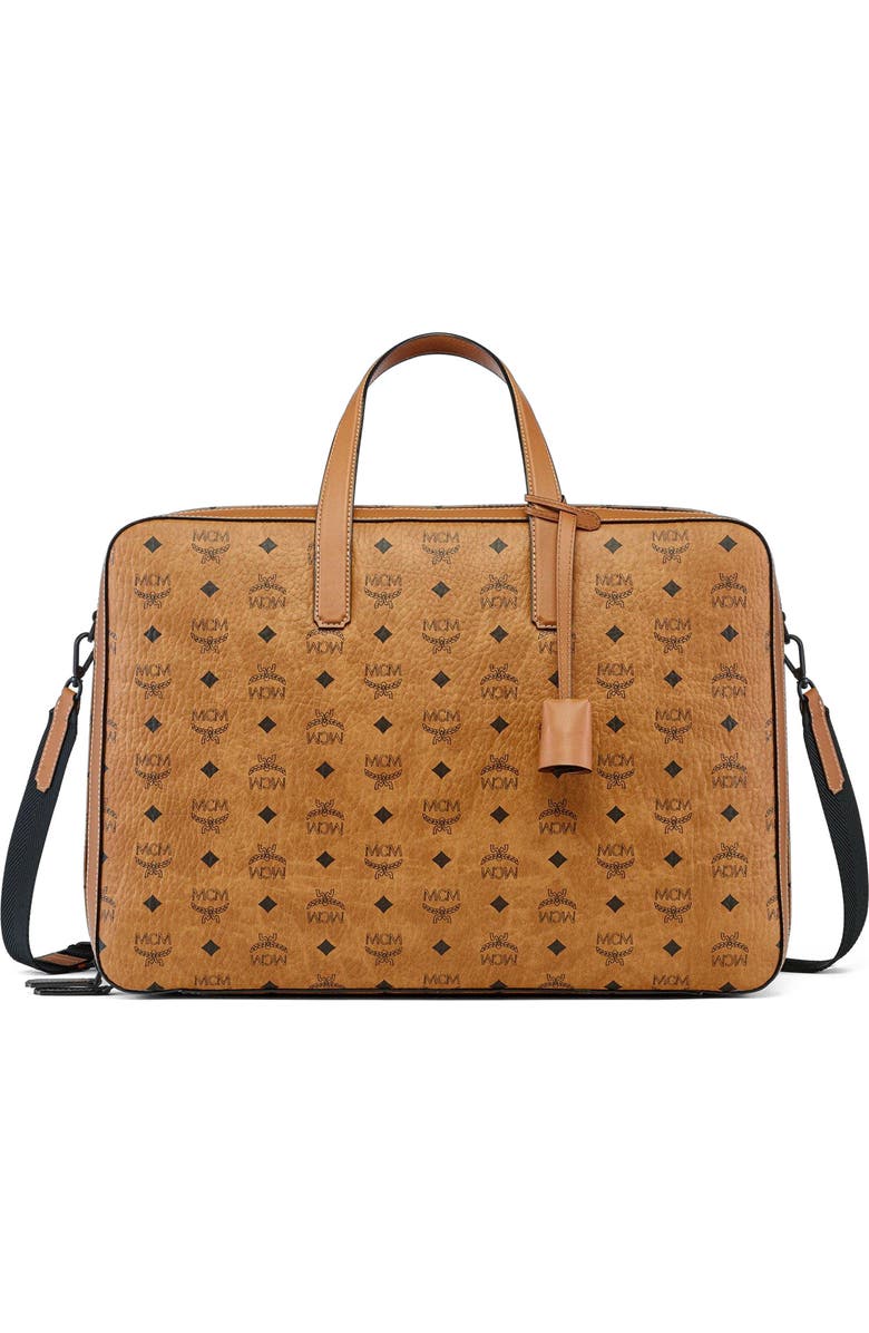 MCM Ottomar Garment Bag in Visetos, Main, color, Cognac