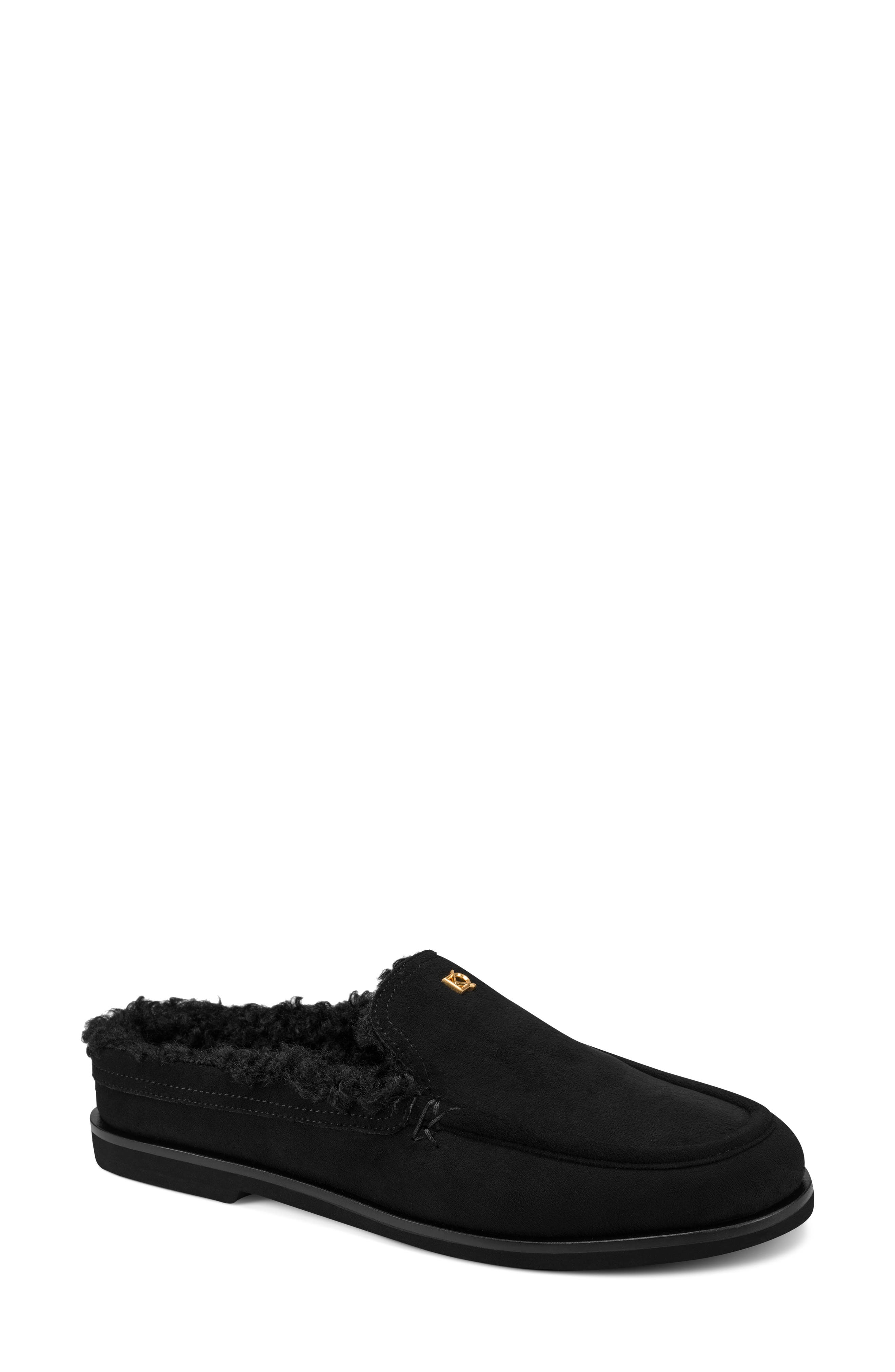 Gianna Faux Shearling Mule, Main, color, BLACK
