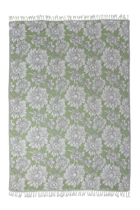 Garden Flower Organic Cotton Medium Weight Throw Blanket