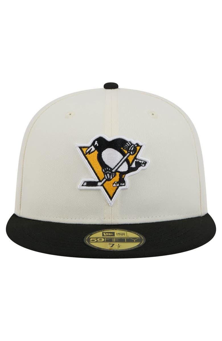 New Era Men's New Era  White Pittsburgh Penguins Chrome Two-Toned 59FIFTY Fitted Hat, Alternate, color, Cream