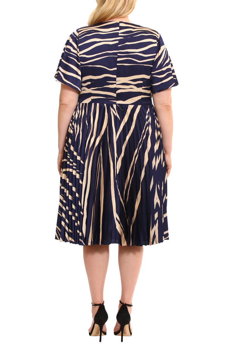 Maggy London Abstract Print Wrap Front Pleated Dress, Alternate, color,