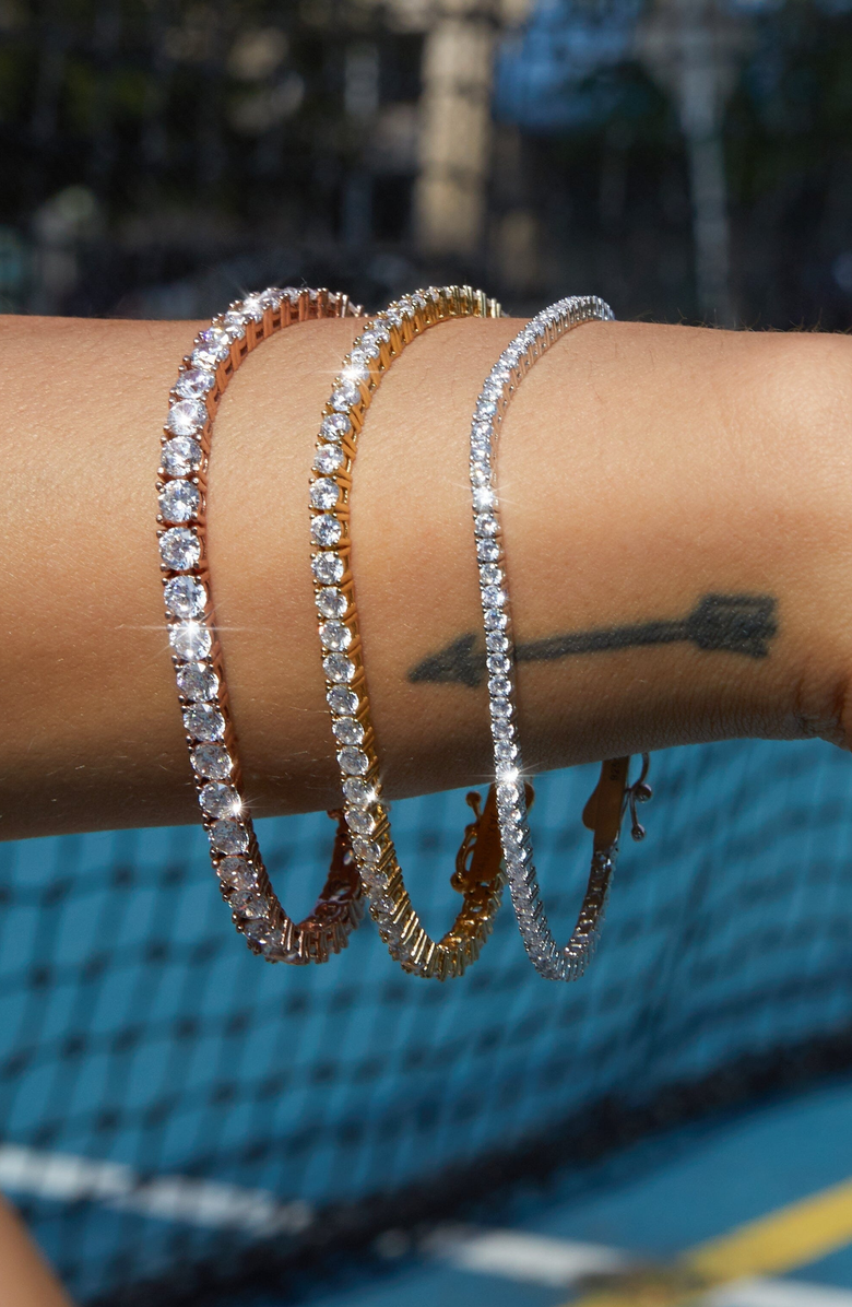 Aurate New York Lab Grown White Sapphire Tennis Bracelet, Alternate, color, White Vermeil