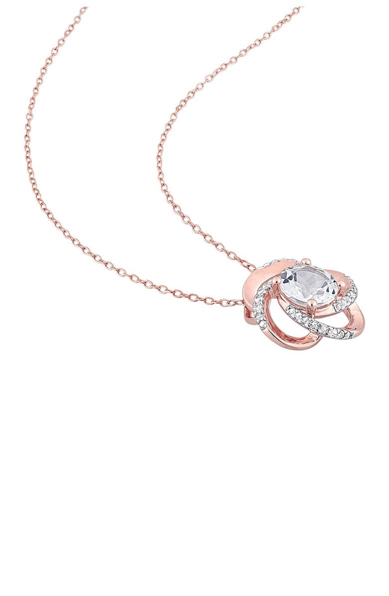 DELMAR 18K Rose Gold Vermeil White Topaz Swirl Pendant Necklace, Alternate, color, Rose