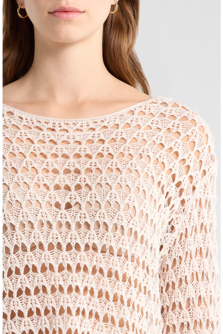 Willa Cotton Blend Open Stitch Sweater, Alternate, color, IVORY