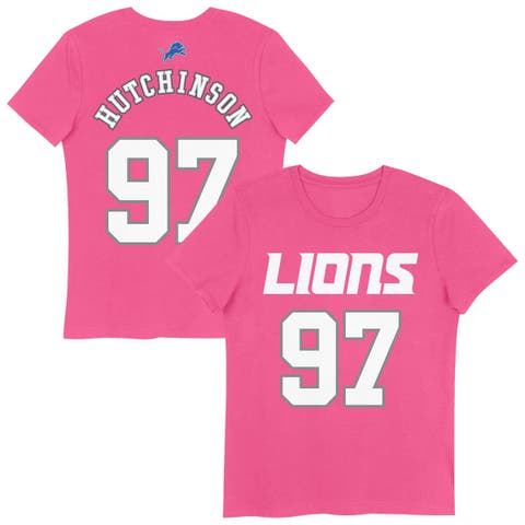 Girls Youth Aidan Hutchinson Pink Detroit Lions Player Name & Number T-Shirt