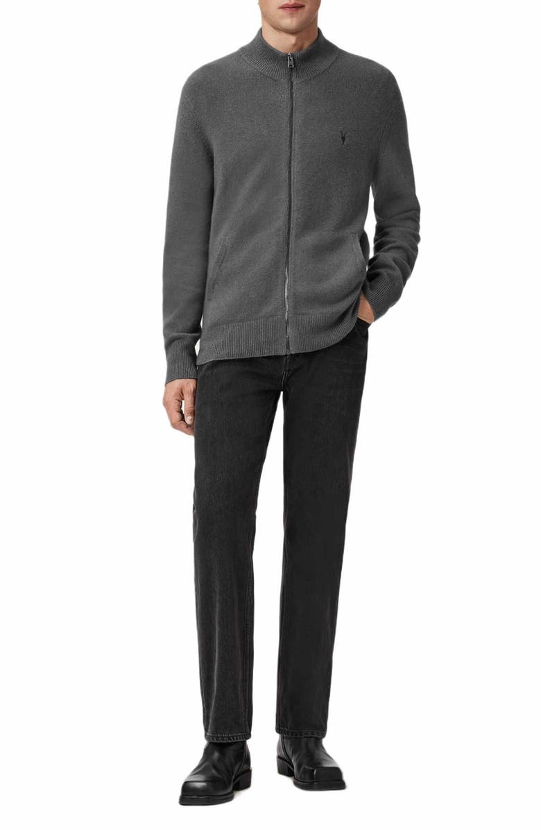 AllSaints Statten Zip Cardigan, Alternate, color, Asher Grey