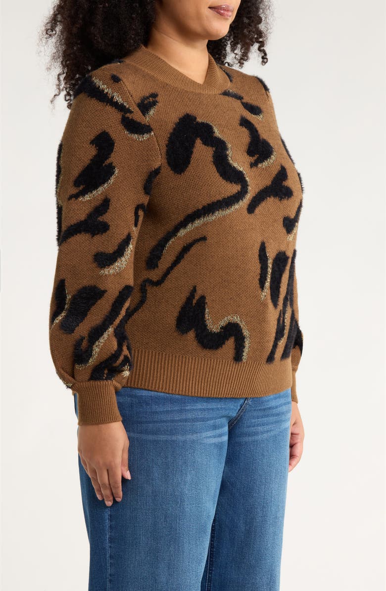 Wit & Wisdom Overlap Mock Neck Sweater, Alternate, color, Golden Brown/ Black