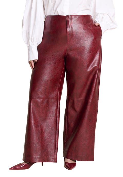 Textured Faux Leather Wide Leg Pant (Plus)