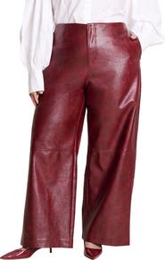 ELOQUII Textured Faux Leather Wide Leg Pant