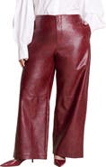 ELOQUII Textured Faux Leather Wide Leg Pant