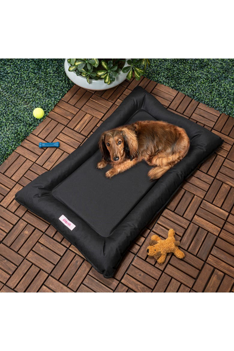 Archie Traditional Oxford Waterproof Indoor/Outdoor Hand-Washable Memory Foam Camping Pet Bed, Alternate, color, Black