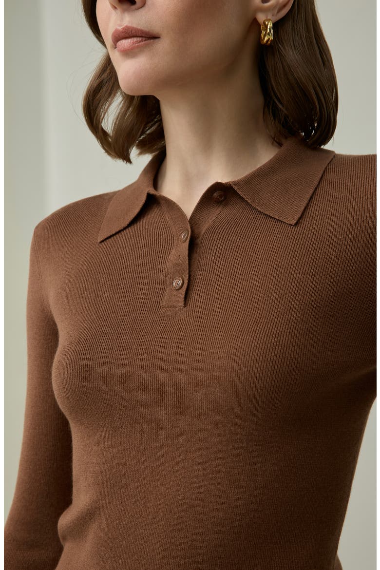 Silk-Cashmere Polo, Alternate, color, Henna