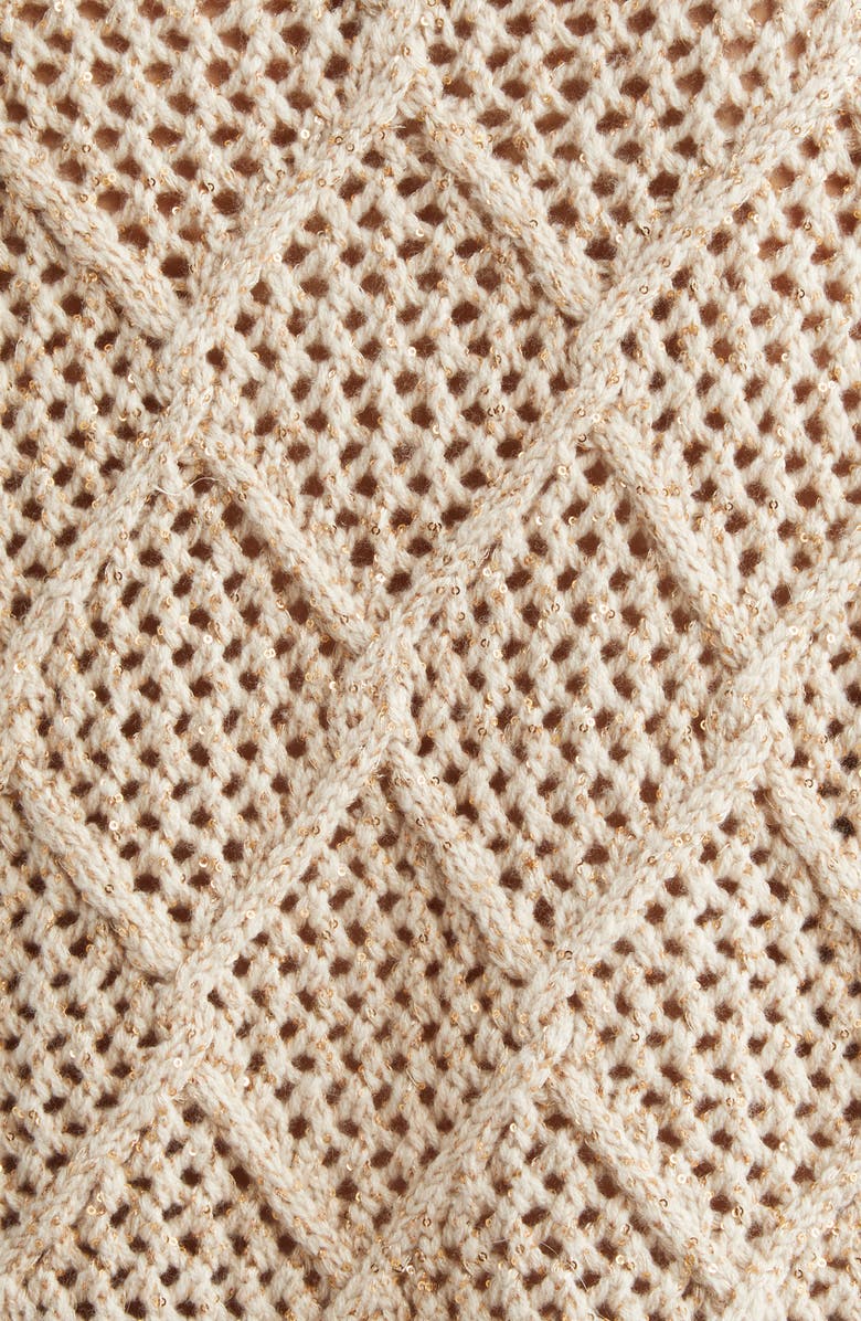 Max Mara Studio Ellade Diamond Wool & Cashmere Crewneck Sweater, Alternate, color, Beige