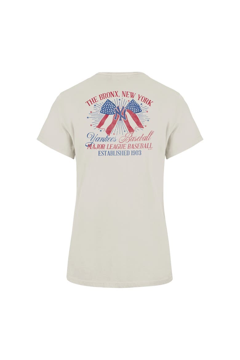Women's '47 Cream New York Yankees Bow Burst Frankie T-Shirt, Alternate, color, Cream