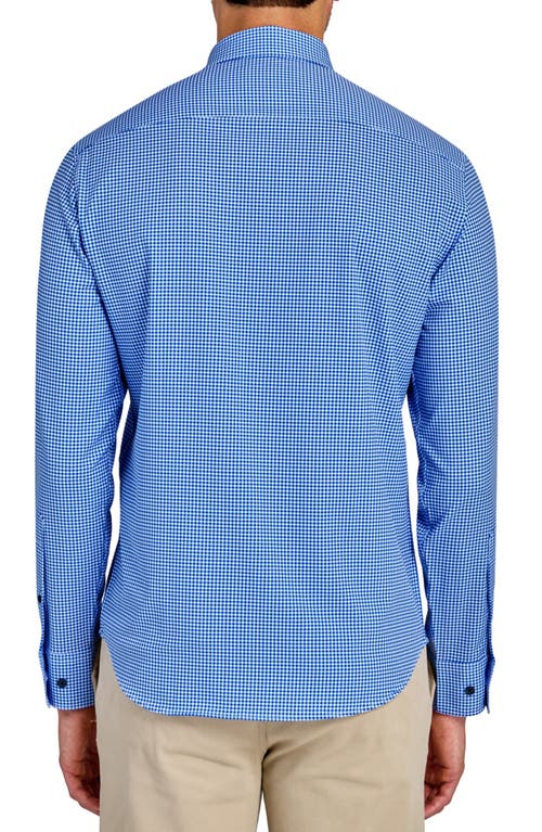Construct Slim Fit Gingham 4-way Sport Shirt In Blue