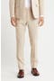 Solid Linen Blend Flat Front Suit Pants