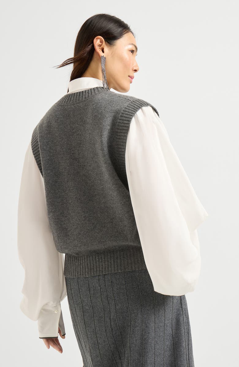 Brunello Cucinelli Cashmere knit vest, Alternate, color, Lead