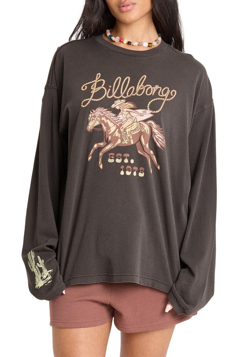 Familiar Roads Long Sleeve Graphic Tee, Main, color, OFF BLACK
