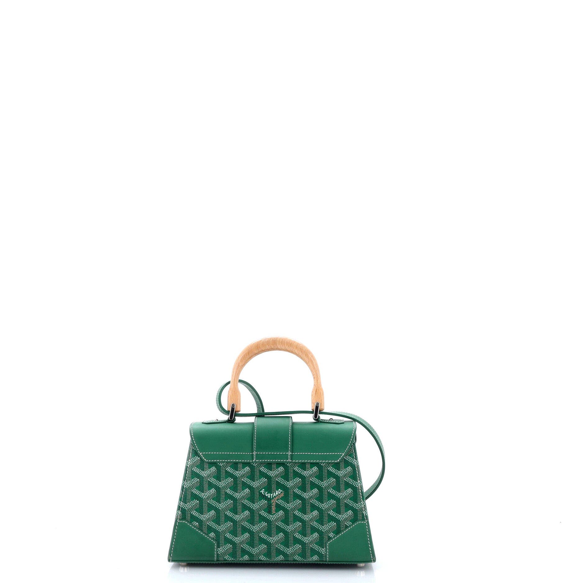 Structured Saigon Top Handle Bag Coated Canvas with Leather Mini, Alternate, color, Green