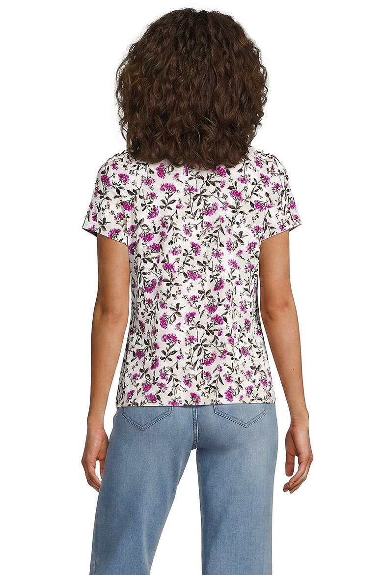 Lightweight Jersey Button Pintuck Top, Alternate, color, Ivory/Pink Hydrangea