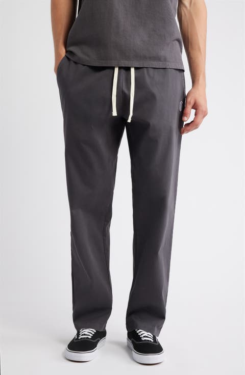 Standard Cotton Stretch Poplin Drawstring Slacker Pants