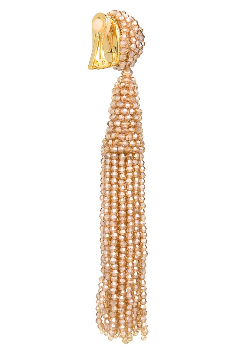 Beaded Conical Tassel Drop Earrings, Alternate, color, CHAMPAGNE