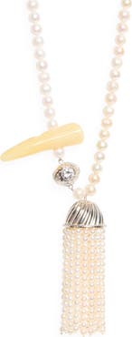 NACKIYÈ Petite Rengin Short Freshwater Pearl Tassel Pendant Necklace