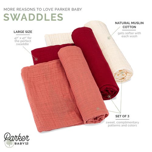Parker Baby Co. Swaddle Set In Rose
