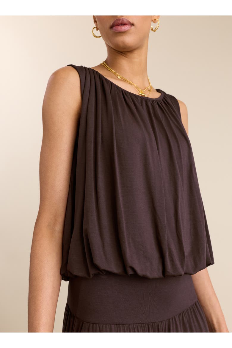 Eddy Bubble Hem Top, Alternate, color, Dark Chocolate
