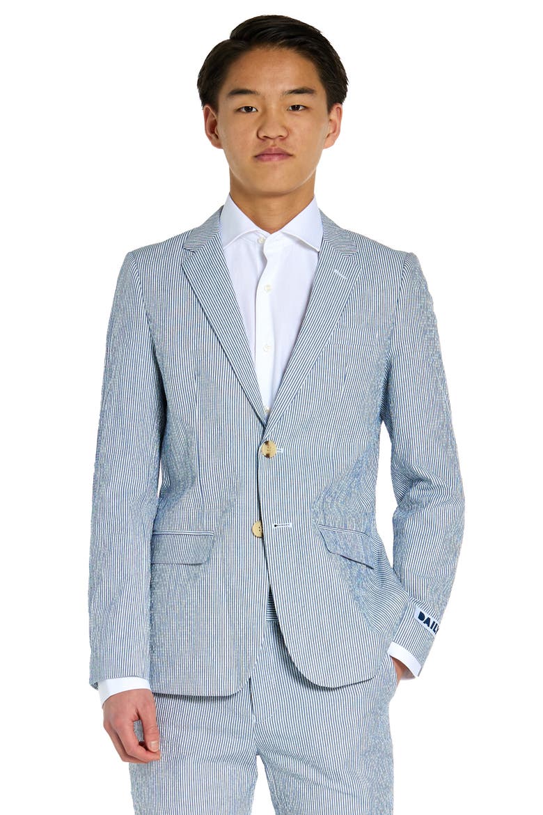 Kids' Seersucker Two-Piece Suit, Alternate, color, BLUE