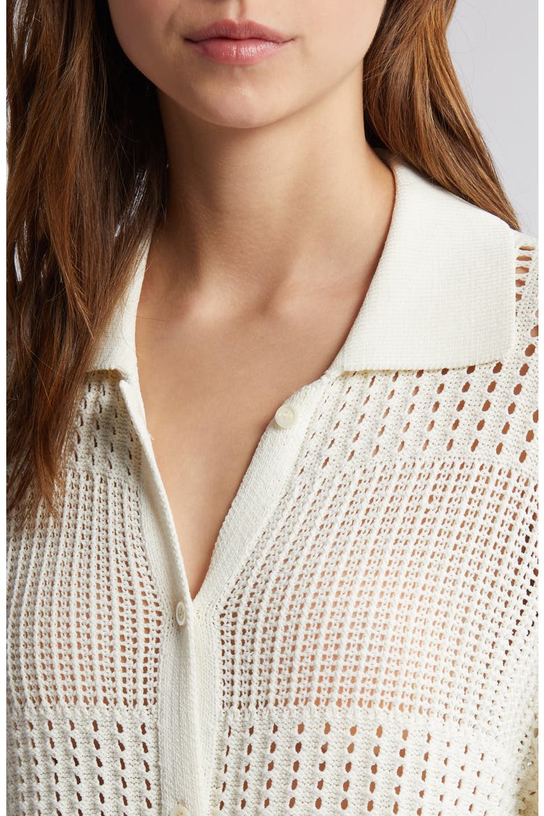 Open Stitch Shrunken Cardigan, Alternate, color, OFF WHITE