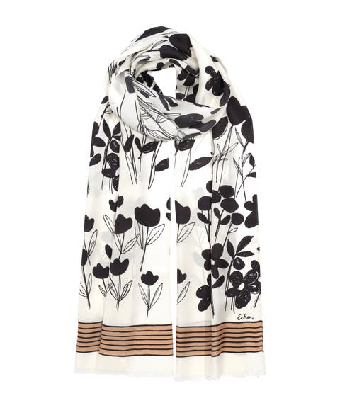 Scribble Floral Silk Oblong