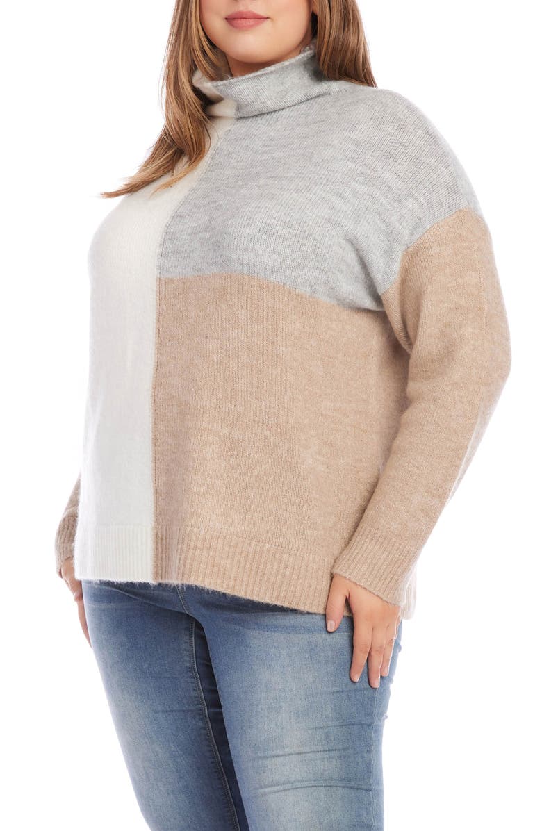 Karen Kane Colorblock Funnel Sweater, Alternate, color, 