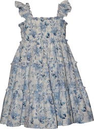 Iris & Ivy Kids' Flutter Sleeve Eyelet Tiered Dress