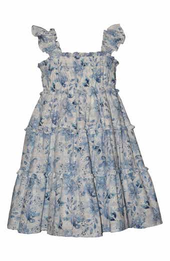 Kids' Flutter Sleeve Eyelet Tiered Dress